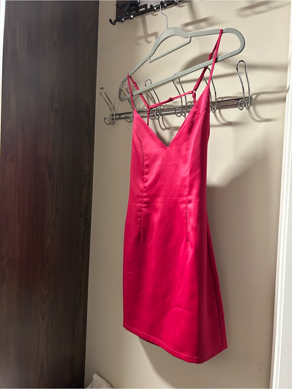 superdown Satin Strappy Hot Pink Mini Dress